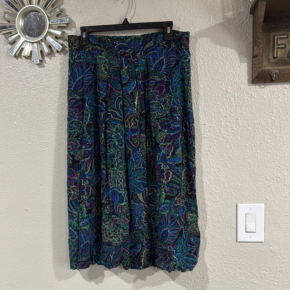 Norton McNaughton Blue A-Line Pleated Midi Skirt Casual